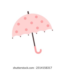 Pink dot pattern umbrella isolated on white background.