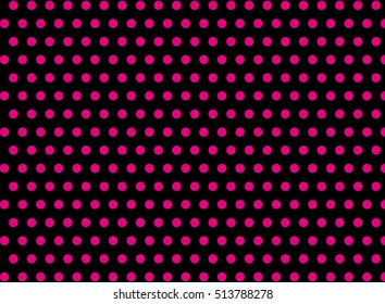 Pink dots on a black background abstract pattern Pop art style Dots background Symmetrical dots background