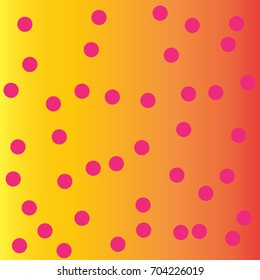 Pink dots on Orange background. Abstract Radial Gradient, Circle halftone Dots, Pink Dotwork Engraving Pattern, Fine Radial Gradient For Your Design. Vector Illustration.