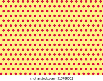 Pink dots on a yellow background abstract pattern Pop art style Dots background Symmetrical dots background