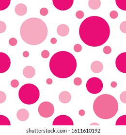 Pink dots pattern on white background.
