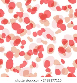 Pink dots seamless pattern, Animal skin vector background, chaotic spots, with brush texture