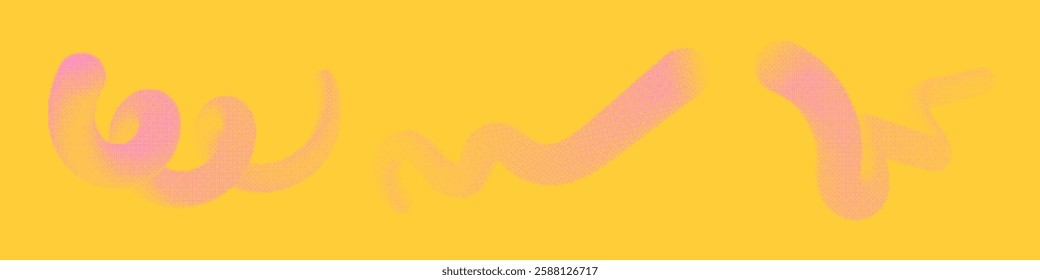 Pink dotted abstract twisted liquid shapes. Wavy grain gradient texture. 