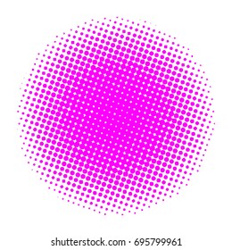 Pink Dotted. Halftone circles, halftone dots pattern, vector. Pink dots on white background. Monochrome half-tone.