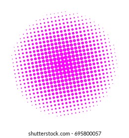 Pink dotted. Halftone circles, halftone dots pattern, vector. Black dots on white background. Monochrome half-tone.