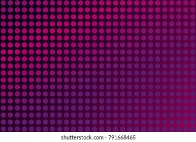 Pink dotted texture. Frequent halftone vector background. Pop art design overlay. Pink dots on purple backdrop. Futurisctic dotted wallpaper.