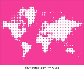 pink dotted worldmap - vector illustration