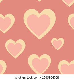 Pink double heart design element seamless pattern. Pink background textile texture.