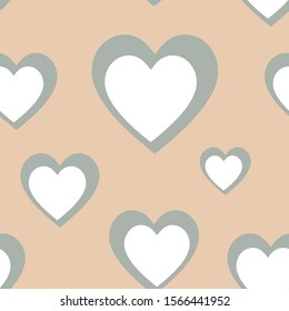 Pink double heart design element seamless pattern. Pink background textile texture.