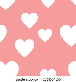 Pink double heart design element seamless pattern. Pink background textile texture.