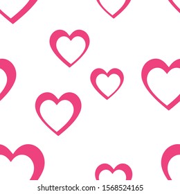 Pink double heart design element seamless pattern. Pink background textile texture.