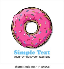 Pink doughnut card. Vector. Place for your text.