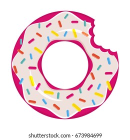  pink doughnut inflatable swimming pool air mattress isolated vector