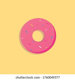 Pink Doughnut on yellow background