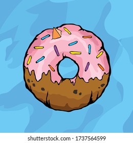 Pink Doughnut Sweet Vector Illustration
