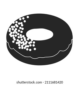Icono de vector de anillos rosados.Icono de vector negro aislado en rosquilla rosa de fondo blanco.