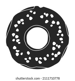 Icono de vector de anillos rosados.Icono de vector negro aislado en rosquilla rosa de fondo blanco.