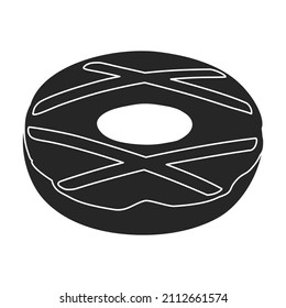 Pink doughnut vector icon.Black vector icon isolated on white background pink doughnut.