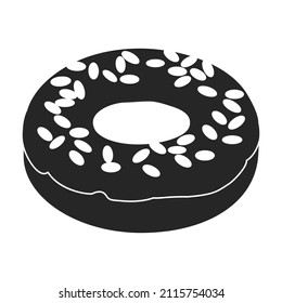 Pink doughnut vector icon.Black vector icon isolated on white background pink doughnut.