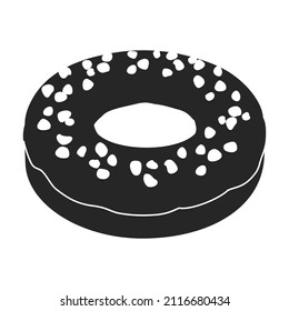 Pink doughnut vector icon.Black vector icon isolated on white background pink doughnut.