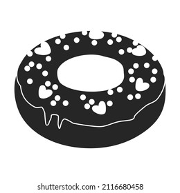 Pink doughnut vector icon.Black vector icon isolated on white background pink doughnut.