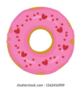 Pink doughnut vector icon.Cartoon vector icon isolated on white background pink doughnut.