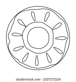 Pink doughnut vector icon.Outline vector icon isolated on white background pink doughnut.