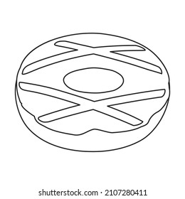 Pink doughnut vector icon.Outline vector icon isolated on white background pink doughnut.
