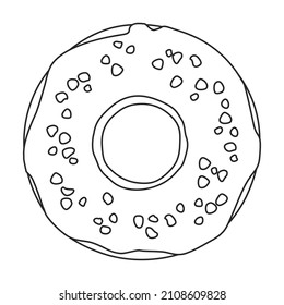 Pink doughnut vector icon.Outline vector icon isolated on white background pink doughnut.