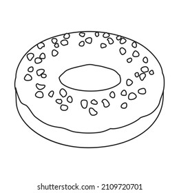 Pink doughnut vector icon.Outline vector icon isolated on white background pink doughnut.
