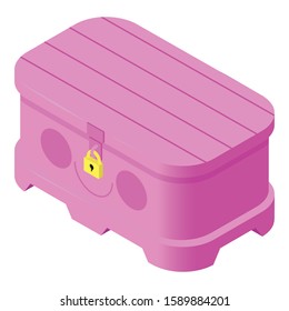 Pink dower chest icon. Isometric of pink dower chest vector icon for web design isolated on white background