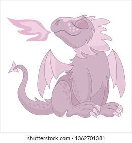 PINK DRAGON fabulous pink dragon exhaling flame from his mouth