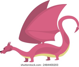 Pink dragon vector illustration. Cute dragons in cartoon style