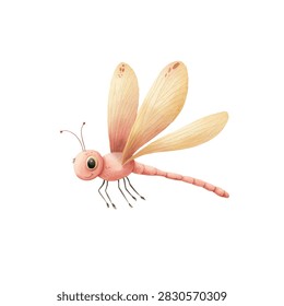Pink dragonfly with large wings insect