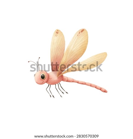 Pink dragonfly with large wings insect