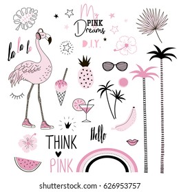 pink dreams graphic elements set for D.I.Y.