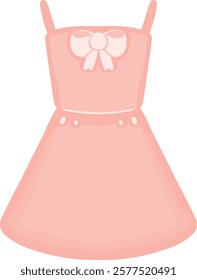 pink dress with bow on the front, on a transparent background