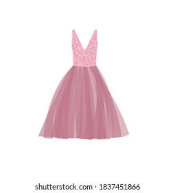 Pink dress with glitter. vector