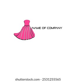 Logotipo de vestido rosa.  Logo con un vestido rosa que fluye.