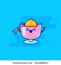 pink drink cartoon repairman character