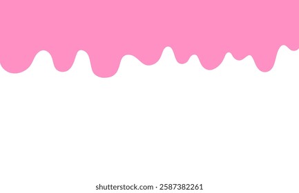 Pink dripping pattern. Melted pink ice cream. seamless banner pattern, vector white background