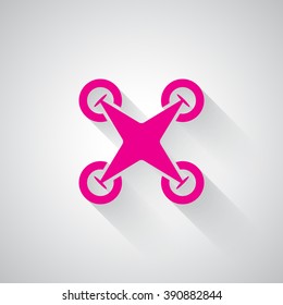 Pink Drone Quadcopter web icon on light grey background
