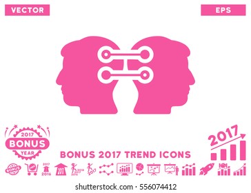 Pink Dual Heads Interface Connection pictograph with bonus 2017 trend images. Vector illustration style is flat iconic symbols, white background.