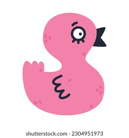 Pink Duck Toy as Creative Element Isolated on White Background Vector Illustration