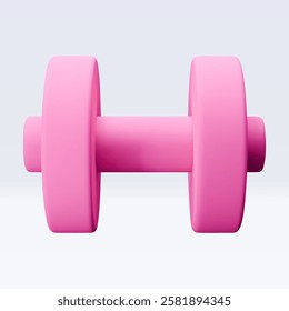 Pink Dumbbell Realistic icon, 3d render. Isolated on white backround. Sport And Fitness design set. Vector illustration for shop, flyer, banner, web, advertising, sale