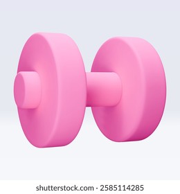 Pink Dumbbell Realistic icon, 3d render. Isolated on white backround. Sport And Fitness design set. Vector illustration for shop, flyer, banner, web, advertising, sale