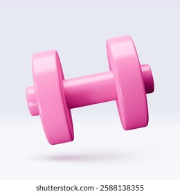 Pink Dumbbell Realistic icon, 3d render. Isolated on white backround. Sport And Fitness design set. Vector illustration for shop, flyer, banner, web, advertising, sale