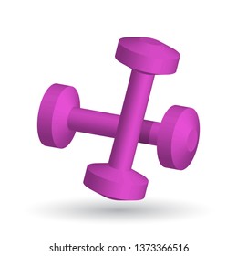 pink dumbbells, isolated on white background 