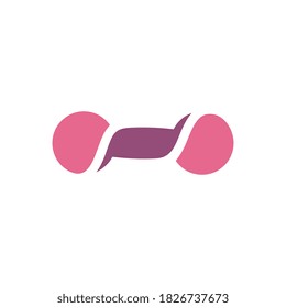 Pink Dumbell Logo Icon Design Template Elements, Female Gym Icon Design, Young Girl Fitness Symbol