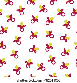 Pink dummy on the white background. Vector illustration. Perfect for cover, card, wall paper and interior design. Baby background.